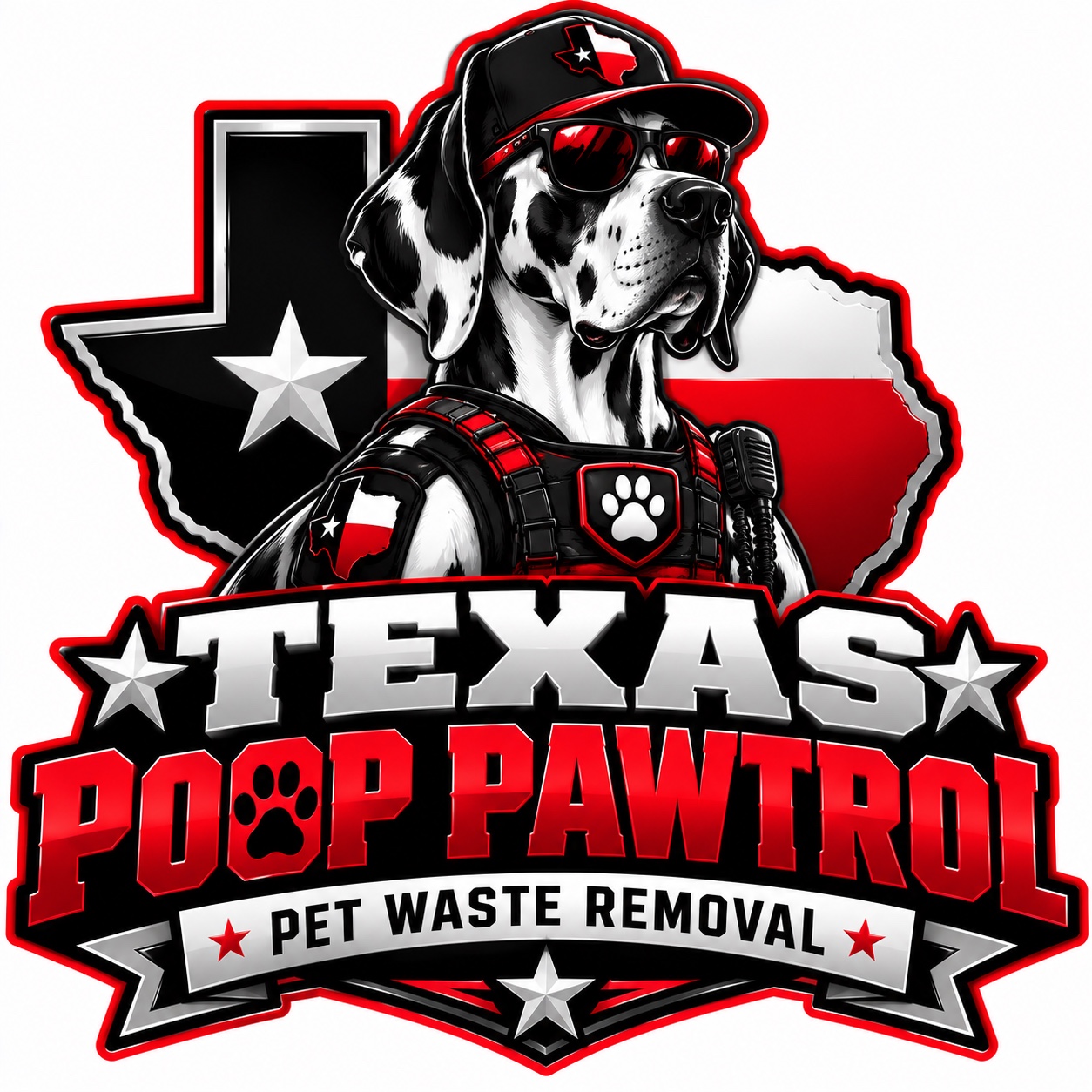Texas Poop Pawtrol Great Dane logo